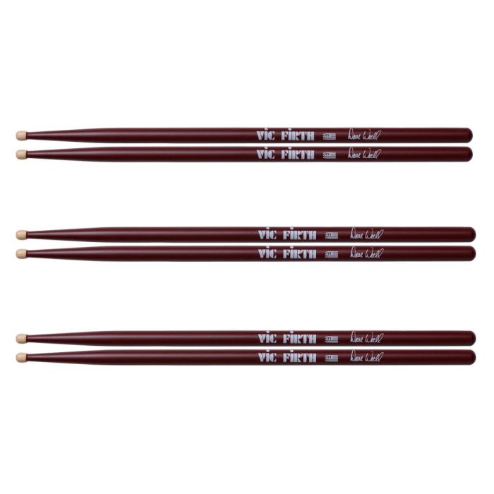 Vic Firth Signature Series Drum Sticks Dave Weck 3 Pair UPC 750795000425