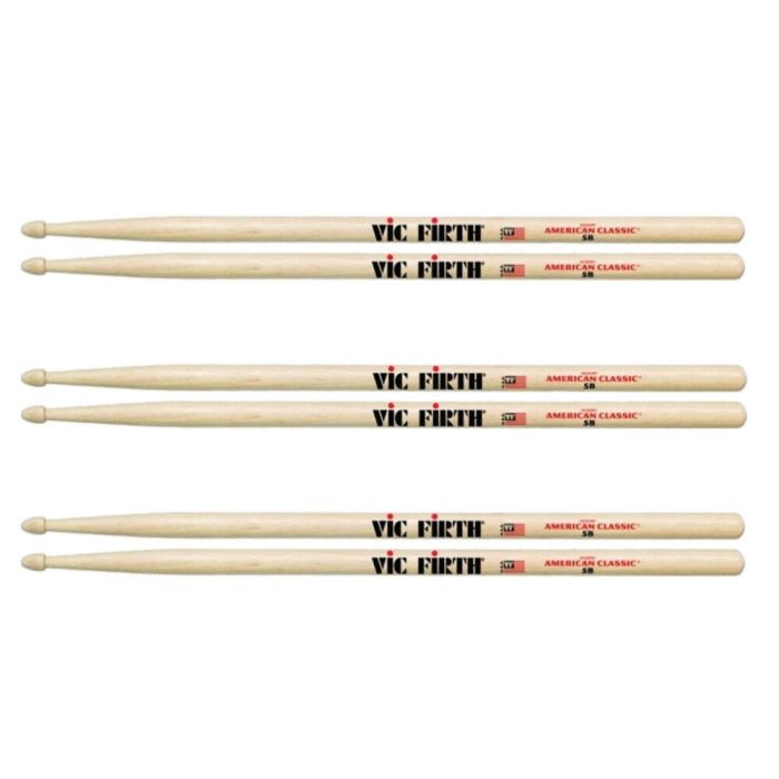 Vic Firth 5B American Classic Drum Sticks 3 Pack