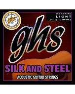 GHS Strings 345 Silk And Steel, Silver-Plated Copper Acoustic Guitar Strings, Light (.010-.042)