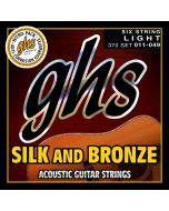 GHS Strings 370 Silk And Bronze, Copper-Tin-Phosphor Alloy Acoustic Guitar Strings, Light (.011-.049)