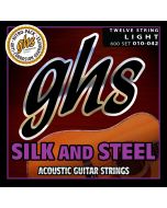 GHS Strings 600 Silk And Steel, Silver-Plated Copper Acoustic Guitar Strings, 12-String, Light (.010-.042)