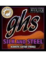 GHS Strings 610 Silk And Steel, Silver-Plated Copper Acoustic Guitar Strings, 12-String, Medium (.011-.048)