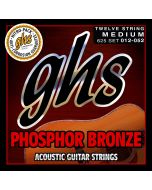 GHS Strings 625 Phosphor Bronze Acoustic Guitar Strings, 12-String, Medium (.012-.052)