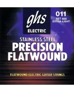 GHS Strings 800 Precision Flats™, Stainless Steel Flat Wound Electric Guitar Strings, Extra Light (.011-.046)