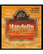 GHS Strings A240 Phosphor Bronze Mandolin Strings, Loop End, Ultra Light (.009-032)