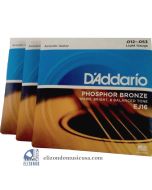 D'Addario EJ16 3 Individual Sets Phosphor Bronze Light Acoustic Guitar Strings 019954141295