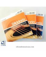D'Addario 3 Individual Sets Of EJ15 Phosphor Bronze Extra Light Acoustic Guitar Strings