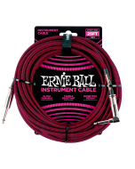 Ernie Ball PO6062 Braided Instrument Cable 25 Ft. BLACK RED UPC 749699160625
