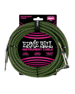 Ernie Ball P06066 Braided Instrument Cable 25 Ft. BLACK/GREEN UPC 749699160663