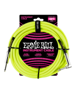 Ernie Ball PO6085 Braided Instrument Cable 18 Ft. NEON YELLOW UPC 749699100393