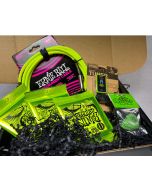 Ernie Ball Regular Slinky, Braided Cable, Tuner & Guitar Picks Green Gift Bundle 