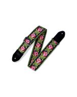 Levy's Leather Black and Pink Floral Guitar Straps - MC8JQ-003