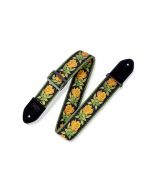 Levy's Guitar Straps MC8JQ-004  Jacquard w/ Cotton Backing Black & Yellow Flowers