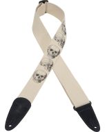 Levy's Guitar Strap MC8LCD-002 Cotton Natural Color With Decorative Black Skulls