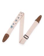 Levy's MC8U-006 Cotton Guitar Strap With Blue Birds Decorative Print & Suede Ends. 