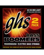 GHS Strings ML3045-2, 4 String Bass Boomers®, Nickel-Plated Electric Bass Strings, Medium Light, 2 Pack (.045-.100)