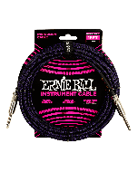 ERNIE BALL BRAIDED INSTRUMENT CABLE STRAIGHT/STRAIGHT 18FT - PURPLE/BLACK P06395