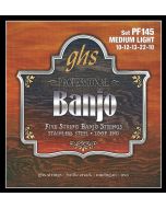 GHS Strings PF145 5-String Banjo Strings, Stainless Steel, Medium Light (.010-.022)