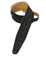Levy's Guitar Straps PMS44T03-BLK Embossed Suede Leather Black Strap