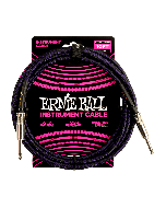 ERNIE BALL BRAIDED INSTRUMENT CABLE STRAIGHT/STRAIGHT 10FT - PURPLE/BLACK P06393