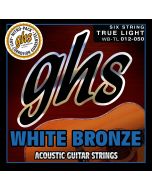 GHS Strings WB-TL White Bronze™ Acoustic Guitar Strings, True Light (.012-.050)