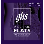 GHS Strings 3020 4-String Precision Flatwound™, Stainless Steel Flatwound Bass Strings, Short Scale, Light (.045-.095)