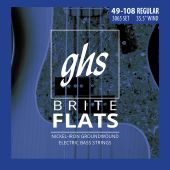 GHS Strings 3065 4-String Brite Flats™, Ground Roundwound Electric Bass Strings, Medium Scale, Regular (.049-.108)