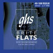 GHS Strings 3070 4-String Brite Flats™, Ground Roundwound Electric Bass Strings, Short Scale, Regular (.049-.108)