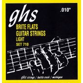 GHS Strings 710 Brite Flats™, Ground Roundwound Alloy 52™ Electric Guitar Strings, Light (.010-.046)