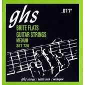 GHS Strings 720 Brite Flats™, Ground Roundwound Alloy 52™ Electric Guitar Strings, Medium (.011-.050)