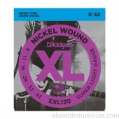 D'Addario EXL120 Nickel Wound, Super Light, Guitar Strings 9-42 (Pack of 3 sets)