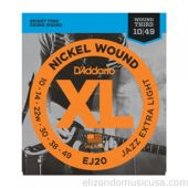 DAddario EJ20 Nickel Wound, JazzExtra Light, 10-49 (Pack of 3 Sets)