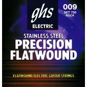 GHS Strings 750 Precision Flats™, Stainless Steel Flat Wound Electric Guitar Strings, Ultra Light (.009-.042)