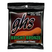 GHS Strings BB10U Bright Bronze™, 80/20 Copper-Zinc Alloy, Acoustic Guitar Strings, Ultra Light (.010-.046)