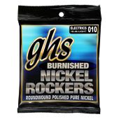 GHS Strings BNR-L Burnished Nickel Rockers™, Polished Pure Nickel Electric Guitar Strings, Light (.010-.046)