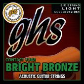 GHS Strings CCBB30 Contact Core™ Bright Bronze™, 80/20 Copper-Zinc Alloy, Acoustic Guitar Strings, Light (.012-.054)