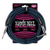 Ernie Ball PO6060 Braided Instrument Cable 25 Ft. BLACK/BLUE UPC 749699160601