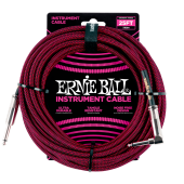 Ernie Ball PO6062 Braided Instrument Cable 25 Ft. BLACK RED UPC 749699160625