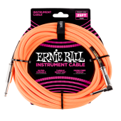 Ernie Ball PO6067 Braided Instrument Cable 25 Ft. NEON ORANGE UPC 74969916067