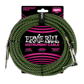 Ernie Ball PO6077 Braided Instrument Cable 10 Ft. BLACK GREEN 749699100317     