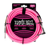 Ernie Ball PO6083 Braided Instrument Cable 18 Ft. NEON PINK UPC 749699100379