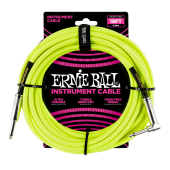Ernie Ball PO6085 Braided Instrument Cable 18 Ft. NEON YELLOW UPC 749699100393