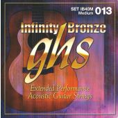GHS Strings IB40M Infinity Bronze™, Coated 80/20 Copper-Zinc Alloy, Acoustic Guitar Strings, Medium (.013-.056)