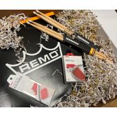 Remo, Evans, & Promark Snare Drum Sticks Gift Bundle 