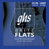 GHS Strings L3075 4-String Brite Flats™, Ground Roundwound Electric Bass Strings, Long Scale Plus, Light (.045-.098)
