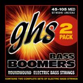 GHS Strings M3045-2, 4-String Bass Boomers®, Nickel-Plated Electric Bass Strings, Long Scale, Medium, 2 Pack (.045-.105) 