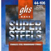GHS Strings M5000 4-String Super Steels™, Stainless Steel Bass Strings, Long Scale Plus, Medium (.044-.106)