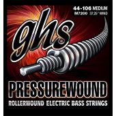 GHS Strings M7200 4-String Pressurewound™, Rollerwound Alloy 52™ Bass Strings, Long Scale, Medium (.044-.106)