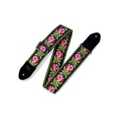 Levy's Leather Black and Pink Floral Guitar Straps - MC8JQ-003