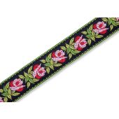 Levy's Leather Black and Pink Floral Guitar Straps - MC8JQ-003
